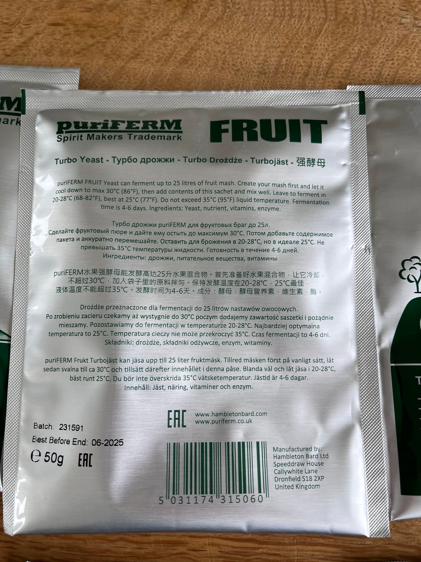 Фруктові турбо дріжджі Puriferm Fruit